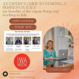 Details for Business Event with Valeria Parisi for IWAM on 19th January 2022